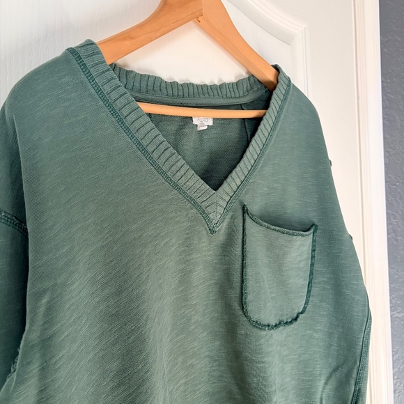 Anthropologie Pilcro The Montana Pocket Knit Cropped Green Top Shirt, XS - Picture 6 of 14
